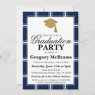 Modern Blue Graduation Party Invitation