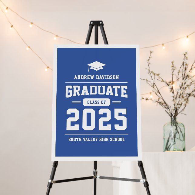 Modern Blue Graduation Party Welcome Foam Board (In Situ (Stand))