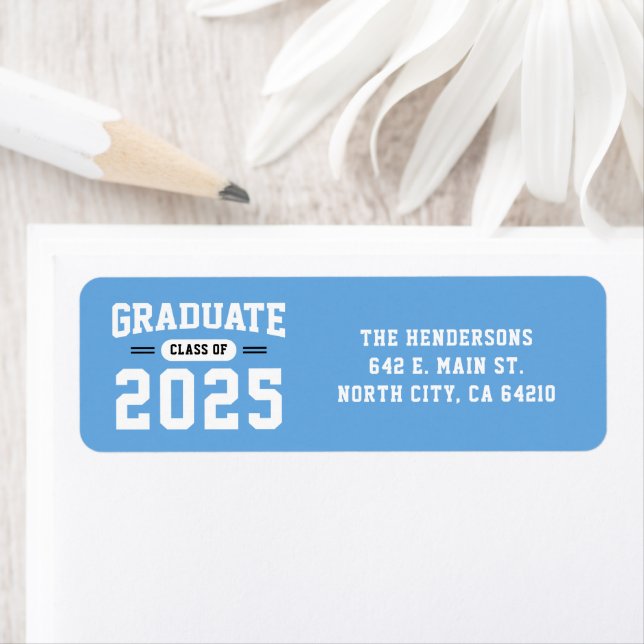 Modern Blue Graduation Return Address Label (Insitu)