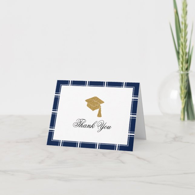 Modern Blue Graduation Thank You (Front)