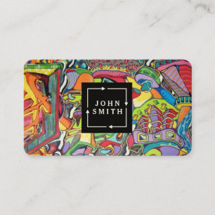 Modern Blue Graffiti Cool Abstract Art Business Ca Card