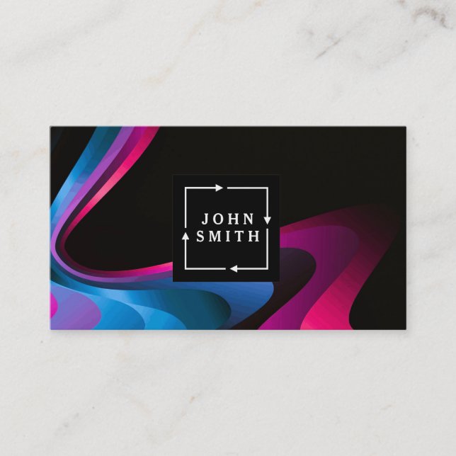 Modern Blue Graffiti Cool Abstract Art Business Card (Front)