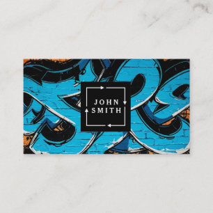 Modern Blue Graffiti Cool Abstract Art Business Card