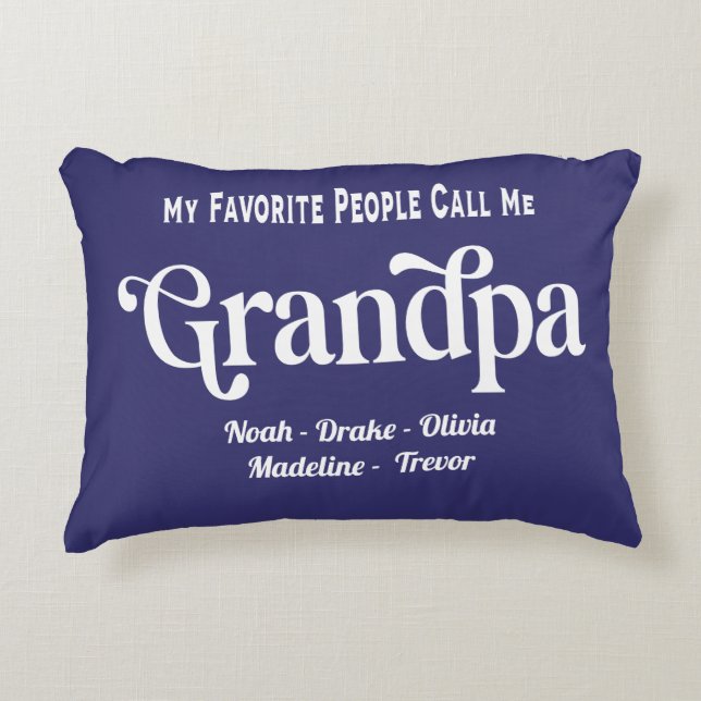 Modern Blue Grandpa Accent Pillow (Front)