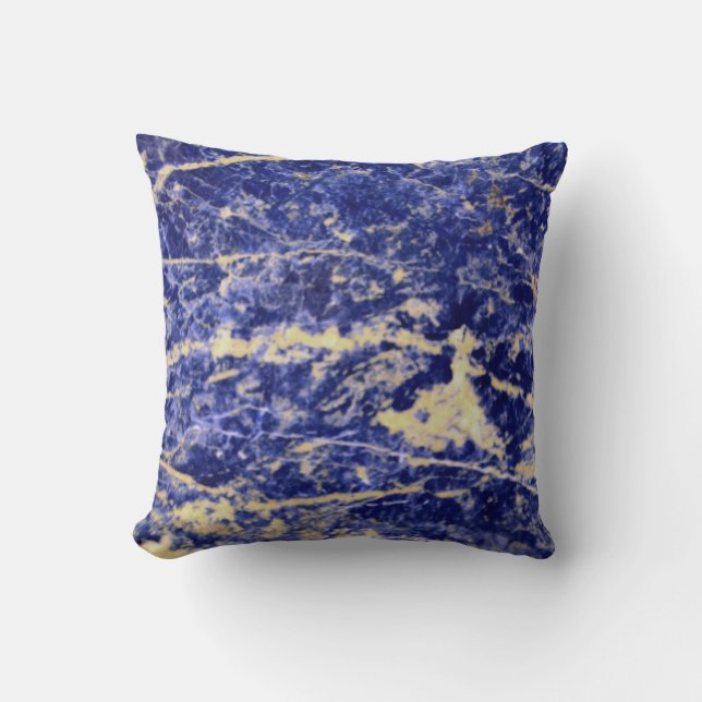Modern Blue Granite, blue marble, blue stone  Throw Pillow (Front)