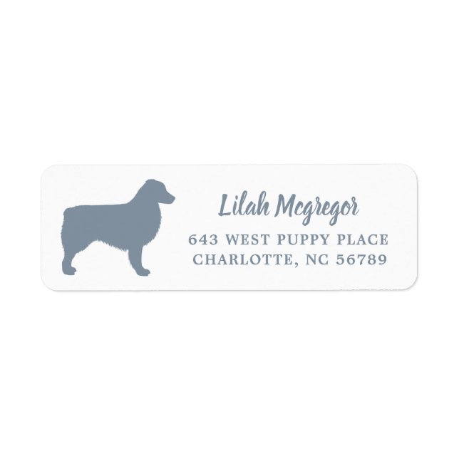 Modern Blue Gray Australian Shepherd Silhouette Label (Front)