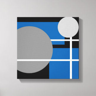 Modern Blue Gray Black White - Wrapped Canvas Print