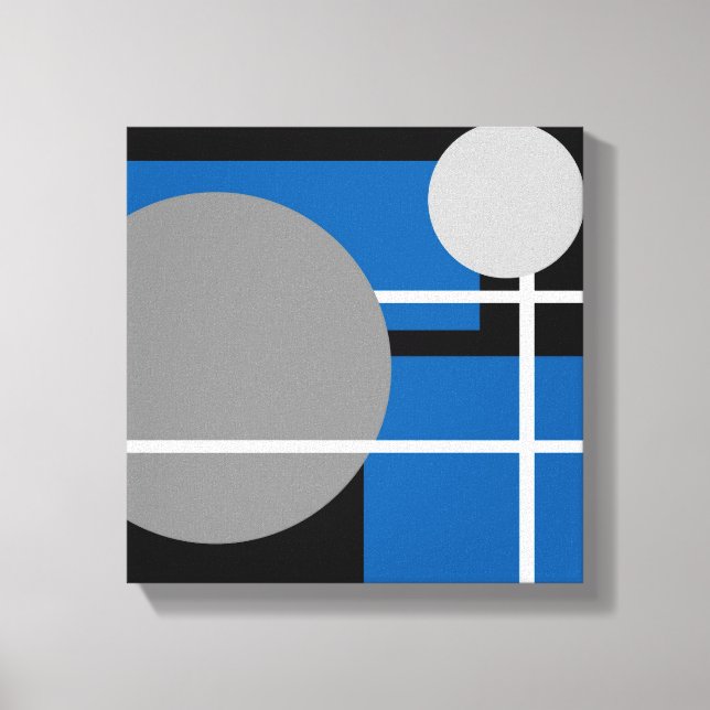 Modern Blue Gray Black White - Wrapped Canvas Print (Front)