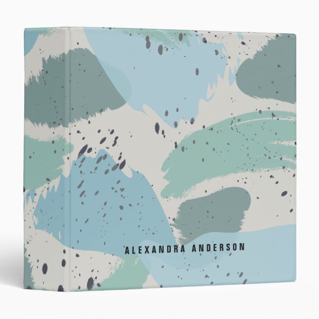 Modern Blue Gray Brush Strokes Binder (Front/Spine)