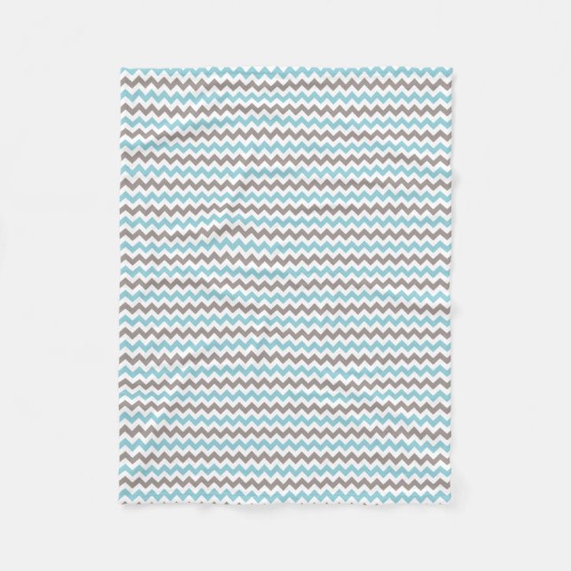 Modern Blue Gray Chevron Fleece Blanket (Front)