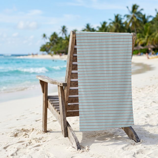Modern Blue Gray Chevron Pattern Beach Towel (Creator Uploaded)