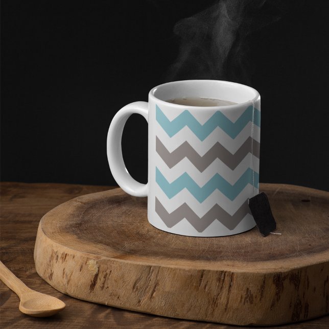 Modern Blue Gray Chevron Pattern Coffee Mug (Creator Uploaded)