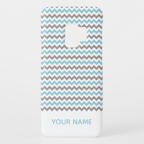 Modern Blue Gray Chevron Pattern with Name Case_Mate Samsung Galaxy S9 Case