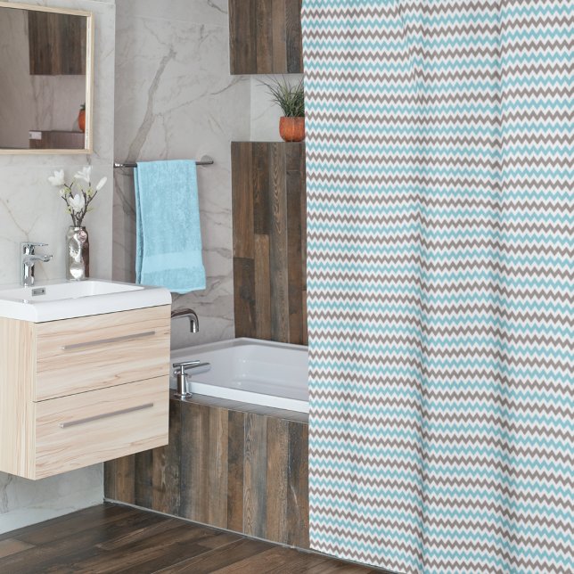 Modern Blue Gray Chevron Shower Curtain (Creator Uploaded)