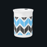 Modern Blue Gray Geometric Herringbone Pattern Beverage Pitcher<br><div class="desc">This modern pitcher features a colorful geometric herringbone pattern in sky blue and dark gray.</div>