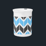 Modern Blue Gray Geometric Herringbone Pattern Beverage Pitcher<br><div class="desc">This modern pitcher features a colorful geometric herringbone pattern in sky blue and dark gray.</div>
