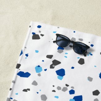 Modern Blue Gray Geometric Terrazzo Pattern