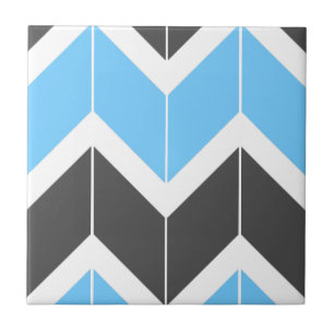Modern Blue Gray Herringbone Chevron Pattern Ceramic Tile