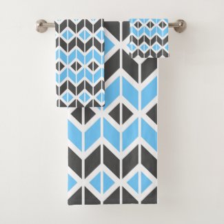 Modern Blue Gray Herringbone Geometric Pattern