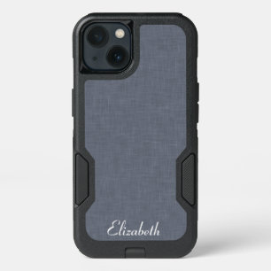 Modern Blue Gray Linen Pattern iPhone 13 Case