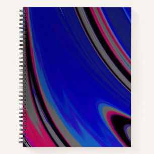 Modern Blue Gray Magenta Fractal Notebook