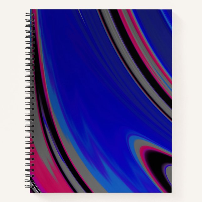 Modern Blue Gray Magenta Fractal Notebook (Front)