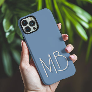 Modern Blue Gray Monogram Initials Contemporary iPhone 16 Pro Max Case