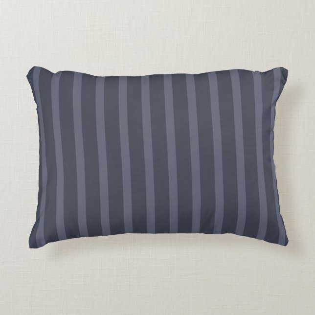 Modern Blue Gray Striped Accent Pillow (Front)