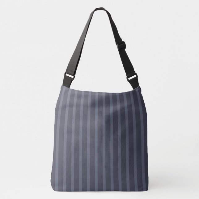 Modern Blue Gray Striped Crossbody Bag (Front)
