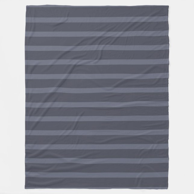 Modern Blue Gray Striped Fleece Blanket (Front)