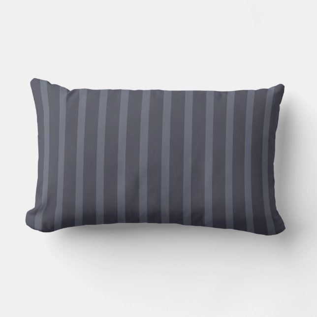 Modern Blue Gray Striped Lumbar Pillow (Front)
