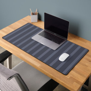 Modern Blue Gray Striped Mousepad Desk Mat