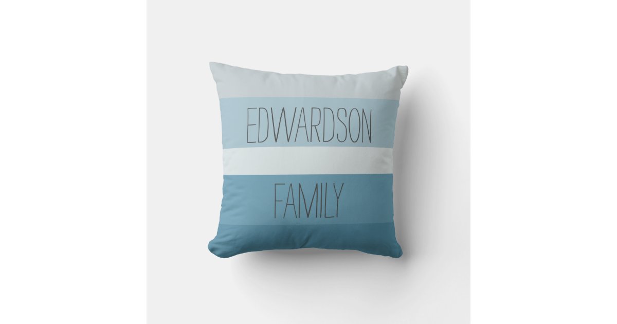 Nautical Anchor Seafoam Stripe Family Monogram Accent Pillow