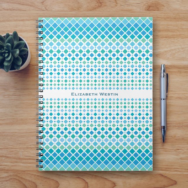 Modern Blue Green Abstract Diamond Notebook (Creator Uploaded)