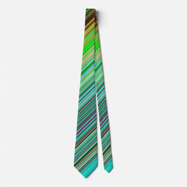 Modern Blue & Green Angled Stripes Pattern Men's Neck Tie (Front)