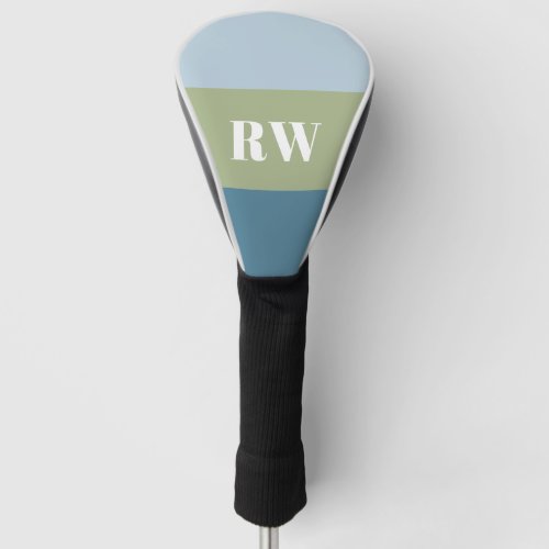 Modern Blue Green Color Block Monogram Golf Head Cover