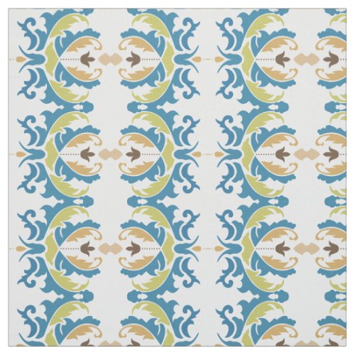 Modern Blue Green Floral Custom Fabric