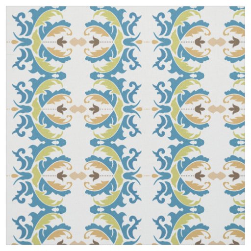 Modern Blue Green Floral Custom Fabric
