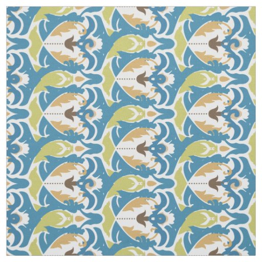 Modern Blue Green Floral Custom Fabric