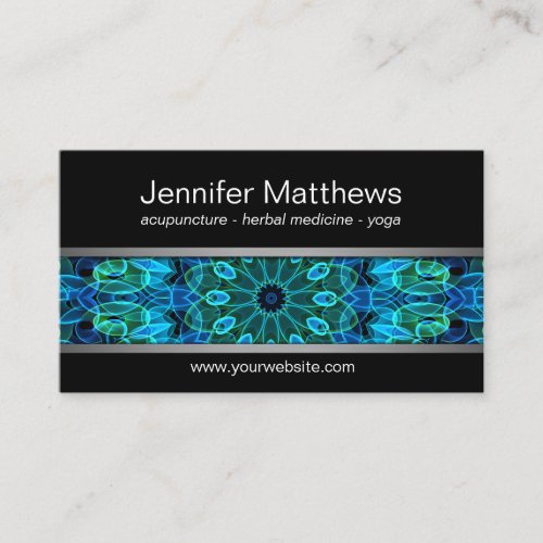 Modern Blue &amp; Green Gems mandala Business Card