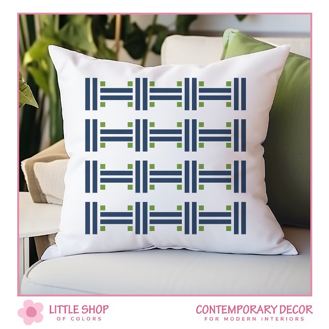 Modern Blue Green Geometric Style Throw Pillow (Creator Uploaded)