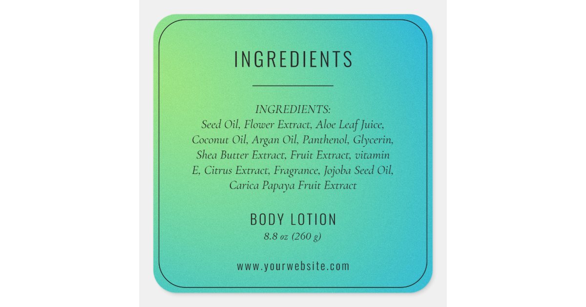 Modern Blue Green Ingredient List Product Label Zazzle