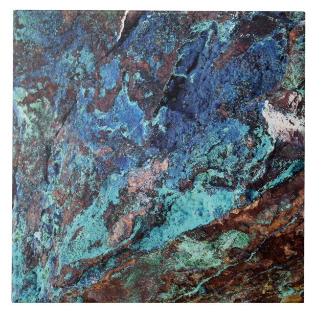 Modern Blue Green Malachite Mineral Stone Ceramic Tile (Front)