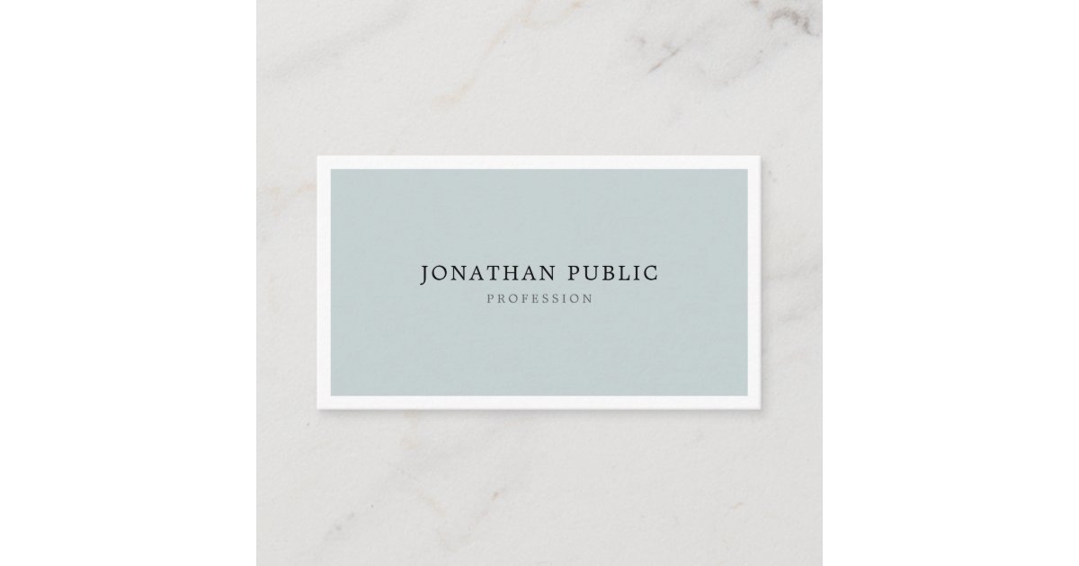 Modern Blue Green Minimalist Elegant Simple Plain Business Card | Zazzle