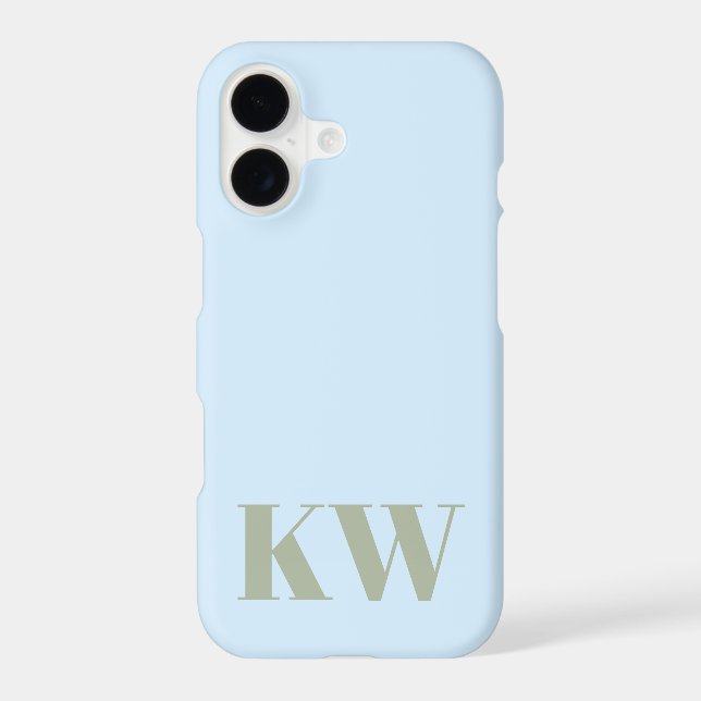 Modern Blue Green Monogram Initials Personalized Case-Mate iPhone Case (Back)