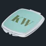 Modern Blue Green Monogram Initials Personalized Compact Mirror<br><div class="desc">Modern Blue Green Monogram Initials Personalized Compact Mirror</div>