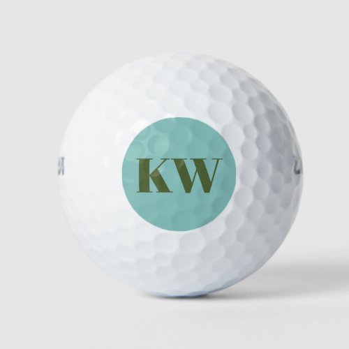 Modern Blue Green Monogram Initials Personalized  Golf Balls