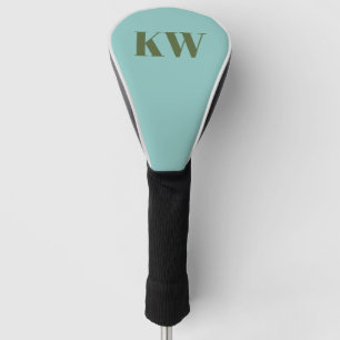 Modern Blue Green Monogram Initials Personalized Golf Head Cover