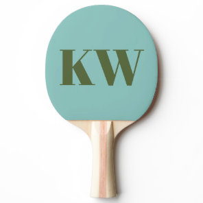 Modern Blue Green Monogram Initials Personalized Ping Pong Paddle