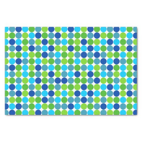 Modern Blue Green Polka Dot Pattern Tissue Paper